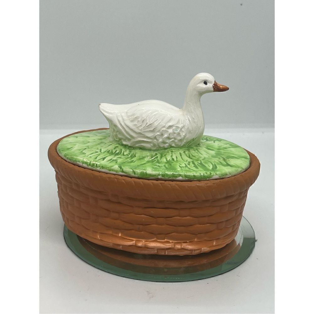VTG  Takahashi Pottery 2 Piece Duck Jam/Honey/Sugar Pot/ Trinket Box/ Candy Dish